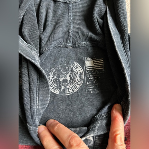 Affliction Motors Hoodie Henley S American Custom Patriotic Eagle Shirt - Picture 5 of 6
